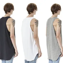 Весенне-летние Брендовые спортивные мужские майки, одежда в стиле хип-хоп, футболка с коротким рукавом, ультра однотонная черная и белая круговая дуга, удлиненный Повседневный жилет