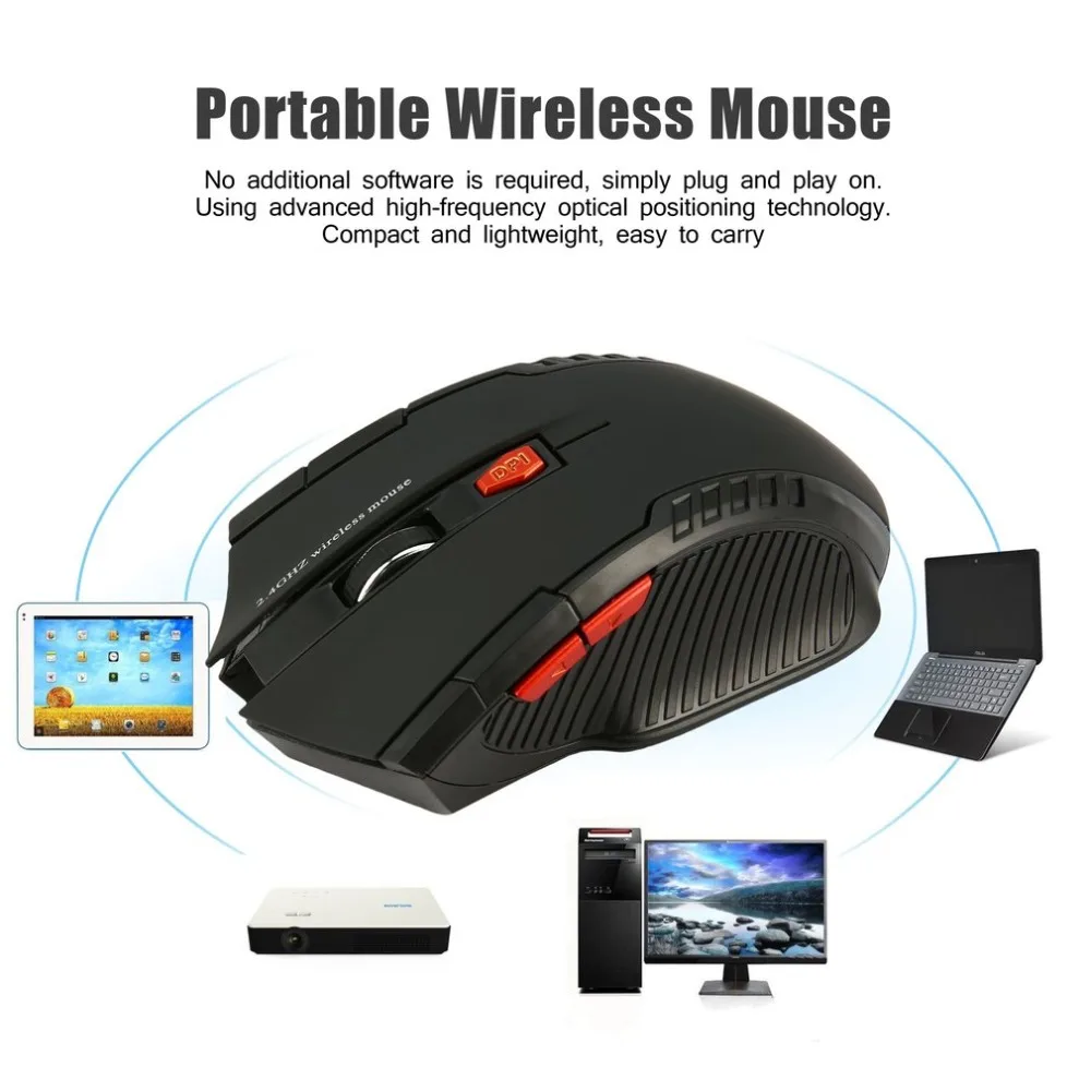 WH109 портативная беспроводная оптическая мышь 2,4 ГГц с usb-приемником, предназначенная для игр в домашнем офисе Plug and Play