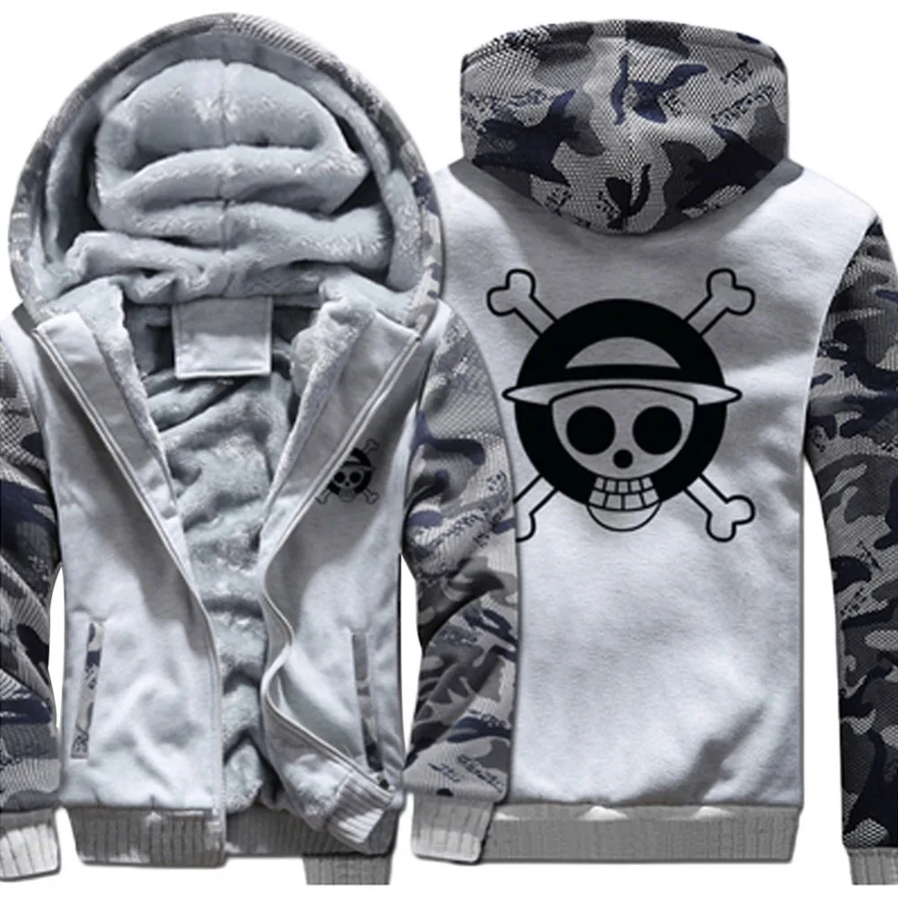 

Hot Anime One Piece Hoodie New Winter Warm Thickness Zipper Trafalgar Law Q Hooded Hoodie Cosplay