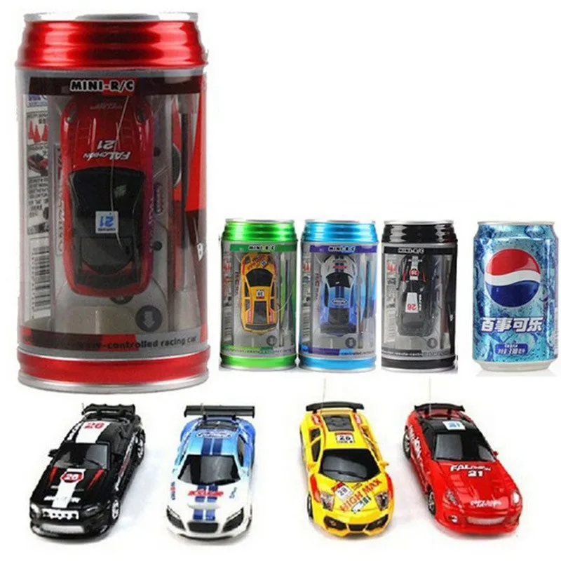 

Hot 1:58 Radio Remote Control Racing Vehicle Kids Toys High Speed Mini Coke Can RC Car for Children Xmas Gift with Road Blocks