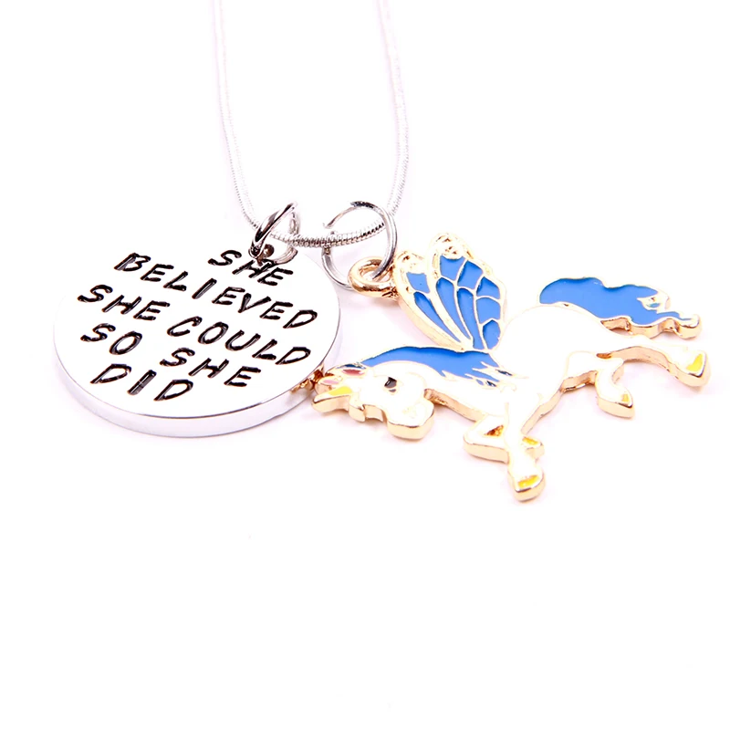 

Unicorn Necklace Girls Children Chain Necklaces She Believed She Could So She Did Charm Necklace Valentines's Day Jewelry Women