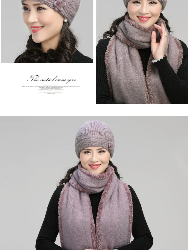 Мужские шапки-бини среднего возраста, женские зимние Бархатные вязаные шапки, подарок на день рождения матери, удобный мягкий женский шарф H7163