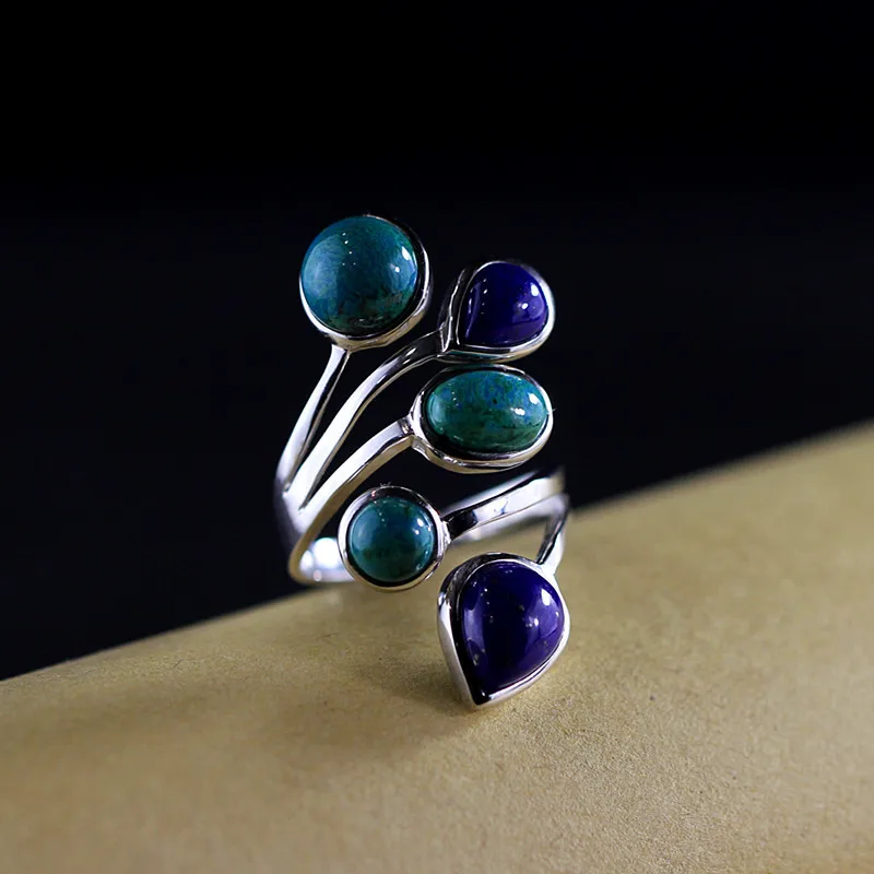 L&P Elegance Natural Gemstone Rings For Women 100% 925 Silver Ring , New Fashion Aajustable Jewelry Wholesale For Birthday Gift