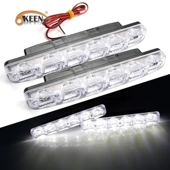 

OKEEN Car Styling 6 led LED DRL led daytime running light 12V led headlight crystal High brightness lights white color IP65 2pcs