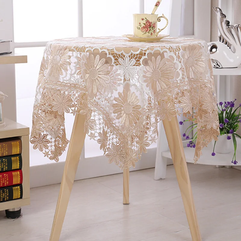

Lace Table Cloth Wedding Table Runner Banquet Decor Coffee+White Rustic Polyester Home Hot
