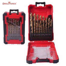 DRILLFORCE 19PCS HSS M2 Titanium Coated Drill Bit for Metal Woodworking Drilling Bits Set 1 0