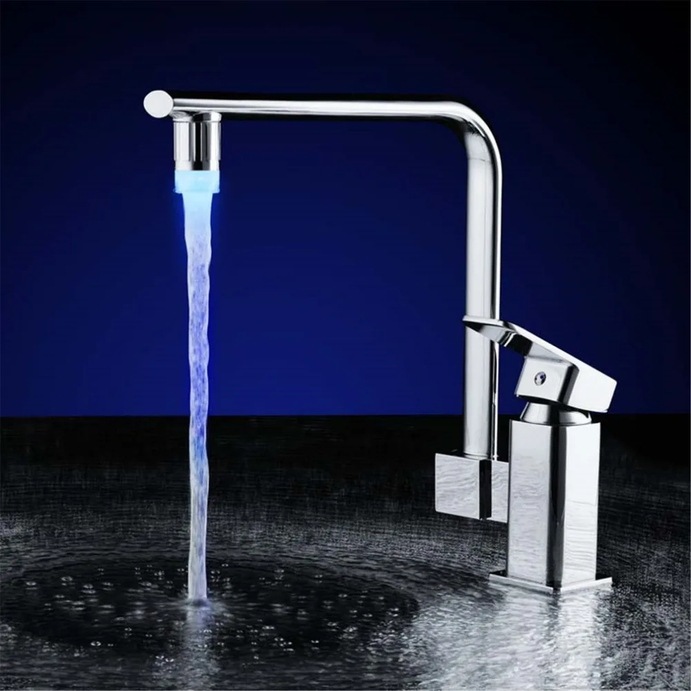 

3 Colors NO Battery LED Water Faucet Tap Heads Glow LED Water Faucet Glow Temperature Sensor Home Kitchen Tap Bathroom Nozzle