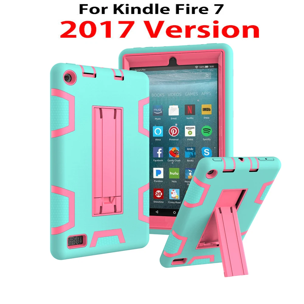 

Shockproof Case For Kindle Fire HD 7 HD7 2017 Version 7.0 inch Protective Heavy Duty Armor Cover Full Body Hard KickStand