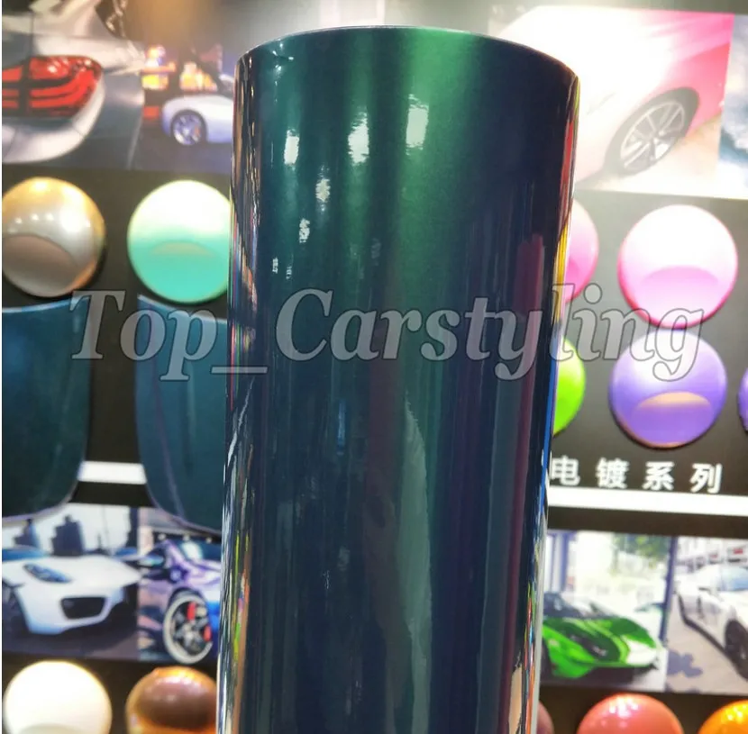 gloss magic peacock green color flow vinyl wrapping covering (1)_1