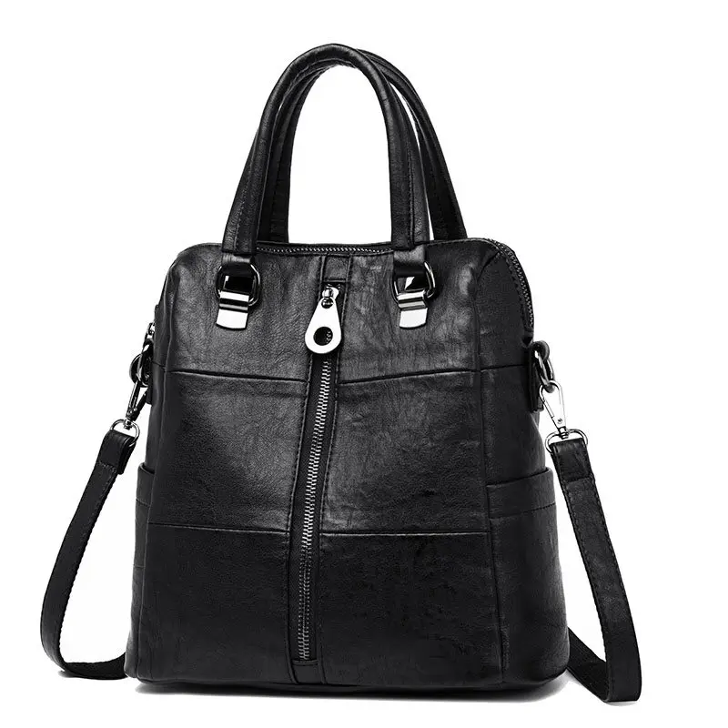 

3-in-1 Women Leather Backpacks Vintage Female Shoulder Bag Sac a Dos Travel Ladies Bagpack Mochilas School Bags For Girls Preppy