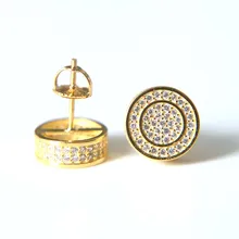 Модные Заводские Рекламные ювелирные изделия 925 серебряные мужские позолоченные серьги в стиле хип-хоп