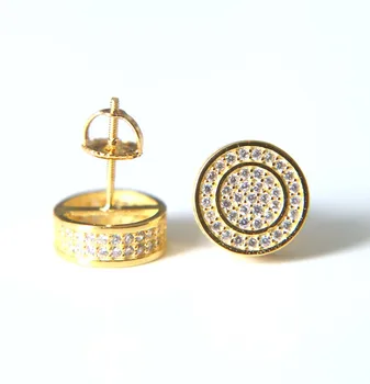 

2017 fashion factory promotion jewelry silver color screwback hip hop bling mens gold color earring