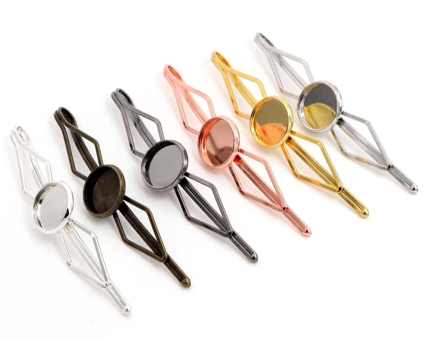 Стиль, 12 мм, 10 шт., высокое качество, 6 цветов, медный материал, заколка для волос, заколка для волос, основа для оправа для кабошона, камеи