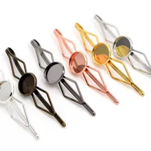 Стиль, 12 мм, 10 шт., высокое качество, 6 цветов, медный материал, заколка для волос, заколка для волос, основа для оправа для кабошона, камеи