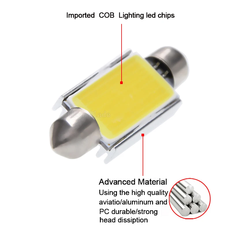 2x Высокая мощность CAN шина COB SMD гирлянда 42 мм Led Купол Карта внутренняя Лицензия