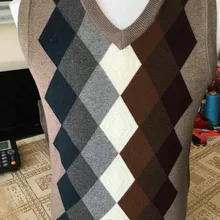 Высококачественный мужской осенний лоскутный цветной свитер с Аргайлом, модный клетчатый мужской кашемировый свитер без рукавов