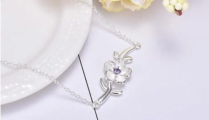Bijoux дизайнер 925 Серебряный Цирконий цветок браслеты для женщин Мода Девушки S925 браслет-цепочка