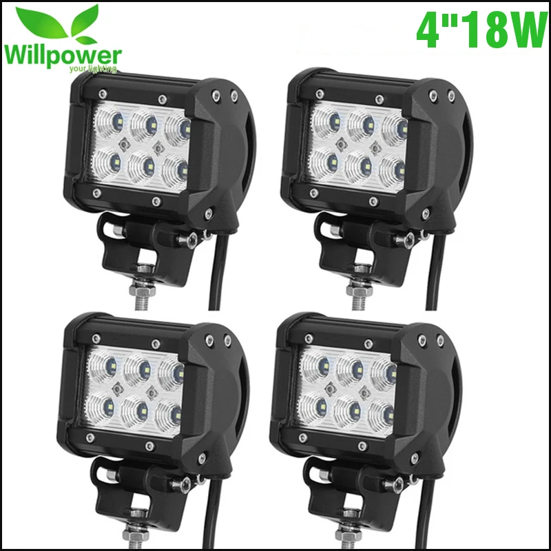 

4inch Led Drl 18W LED Work Light 12v 24v Spot Flood Led Work Lamp Driving Lights Offroad 4x4 Truck Boat 4WD ATV SUV
