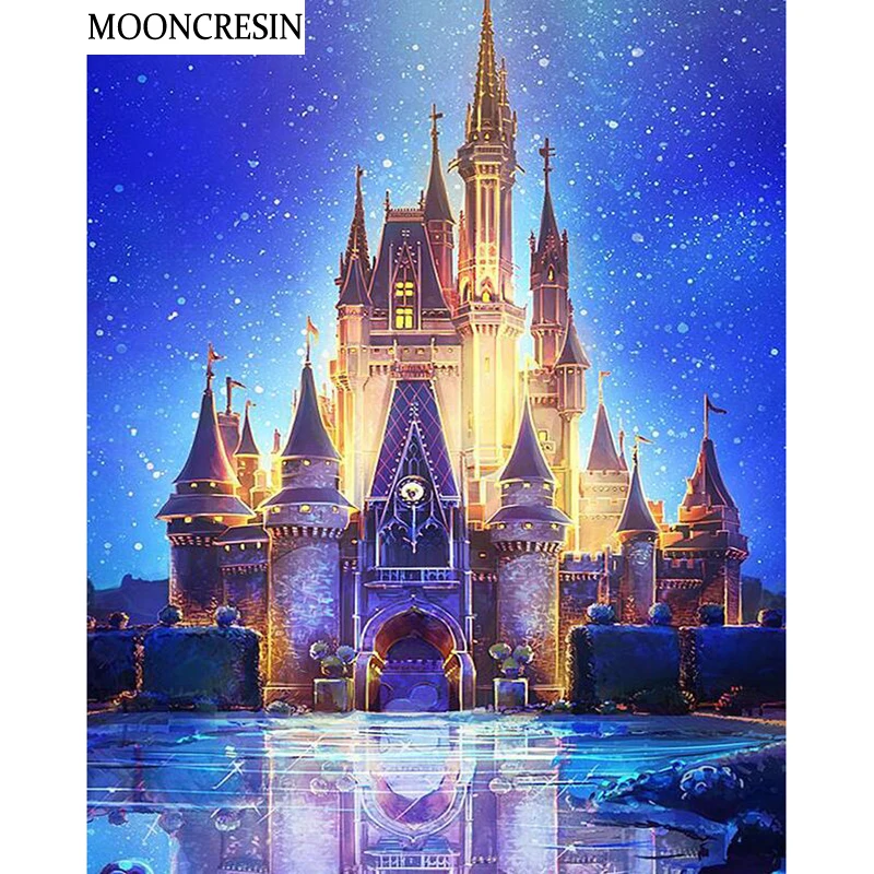 

5D Full Square Diamond Painting Cartoon Castle Cross Stitch Diy Embroidery Diamond Mosaic Picture Of Rhinestone Decoration Home