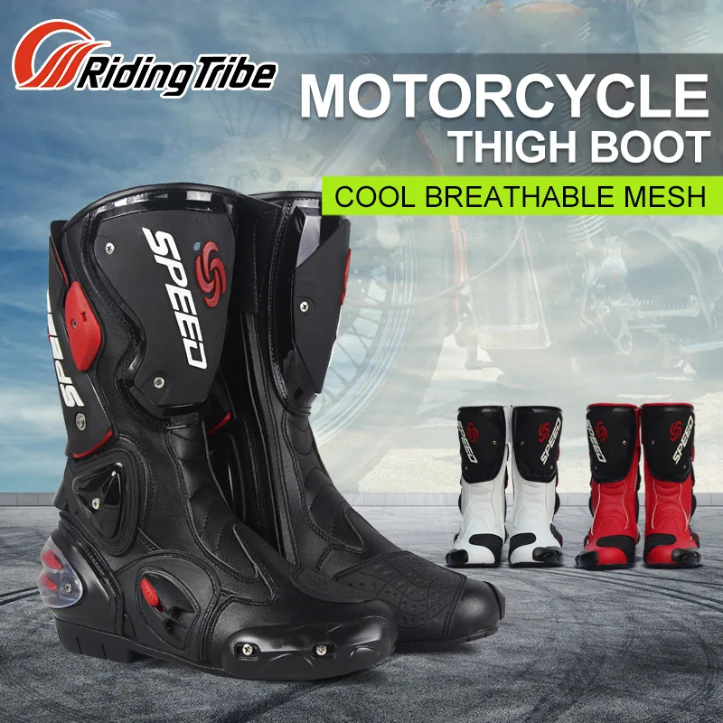 PRO-BIKER de cuero medio corto botas de Moto velocidad Moto Racing Motocross Moto Riding botas hombres negro blanco rojo