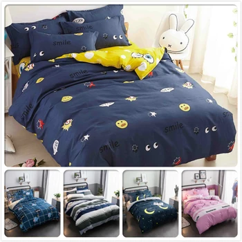 

3/4 pcs Bedding Set Kids Soft Skin Cotton Bed linen Single Twin Queen King Size Duvet Cover 1.35m 1.5m 1.8m Bedclothes Bedspread