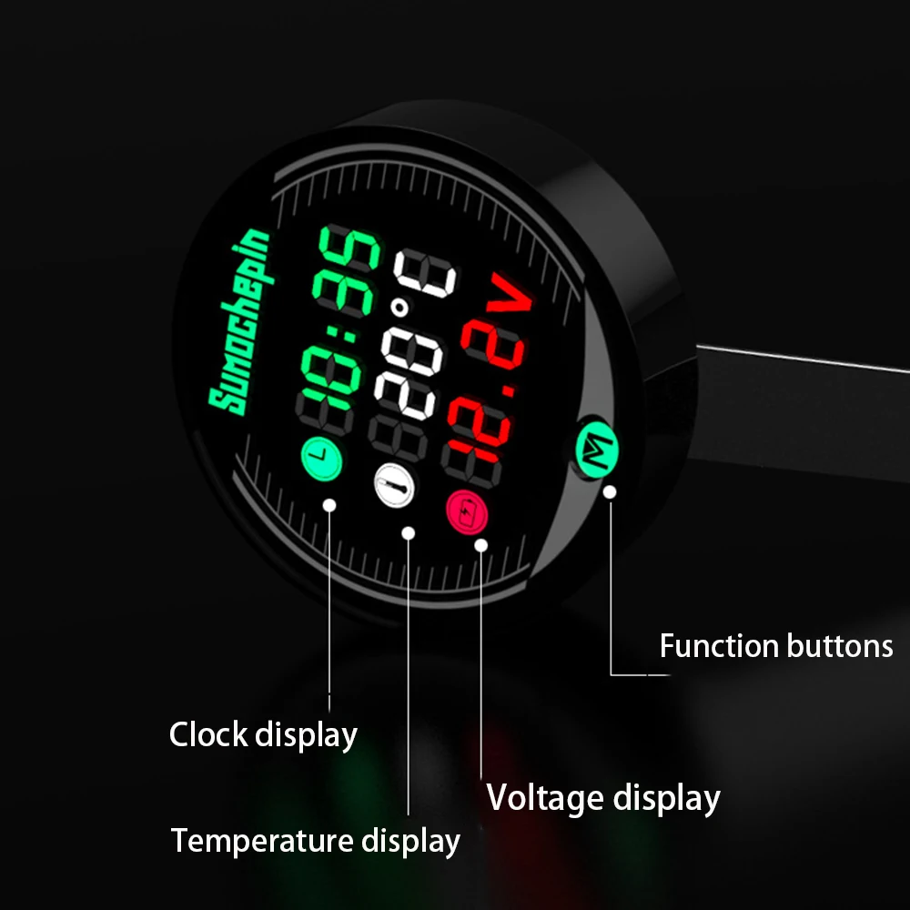 Универсальный мотоциклетный Многофункциональный светодиодный цифровой вольтметр, часы, измеритель, термометр, дисплей, инструмент