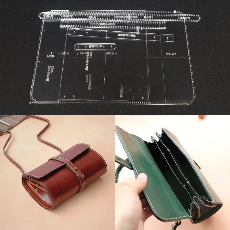 Deal Acrylic plate type pattern DIY manual leather goods shoulder bag handbag design template Leathercraft tool set 22x11x7cm