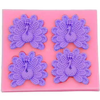 

4 hold Animal Peacock Silicone Fondant Soap 3D Cake Mold Cupcake Jelly Candy Chocolate Decoration Baking Tool Moulds FQ1729