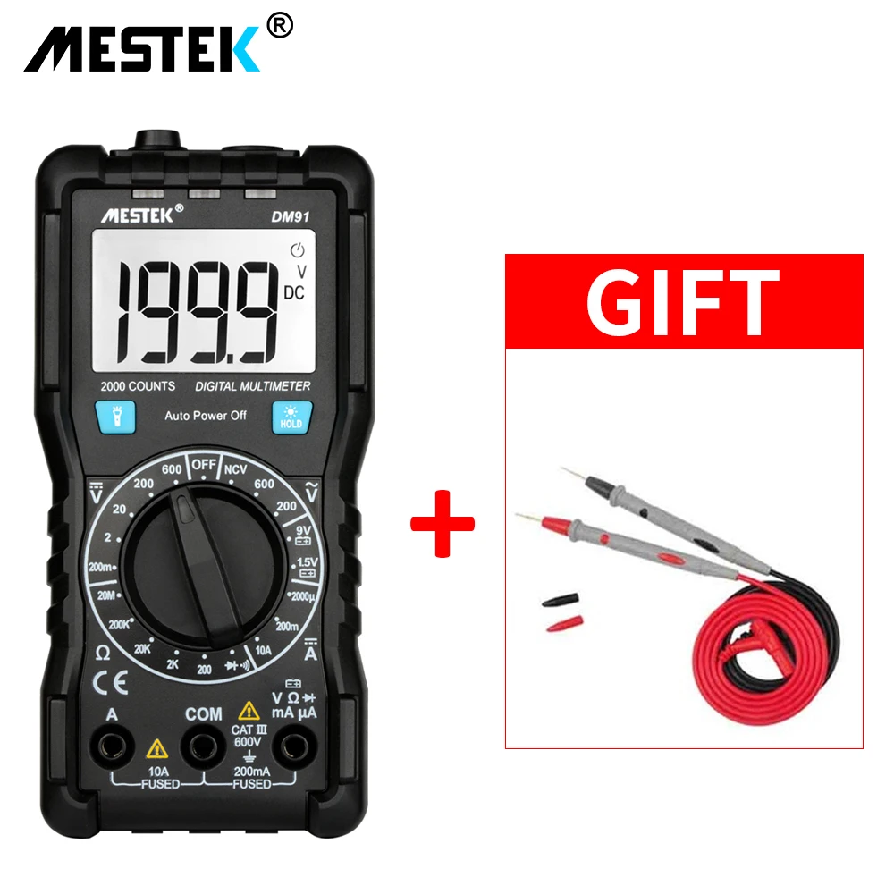

MESTEK DM91 mini multimeter digital multimeter 2000 counts professional probe tester meter multimeters multi meter multit