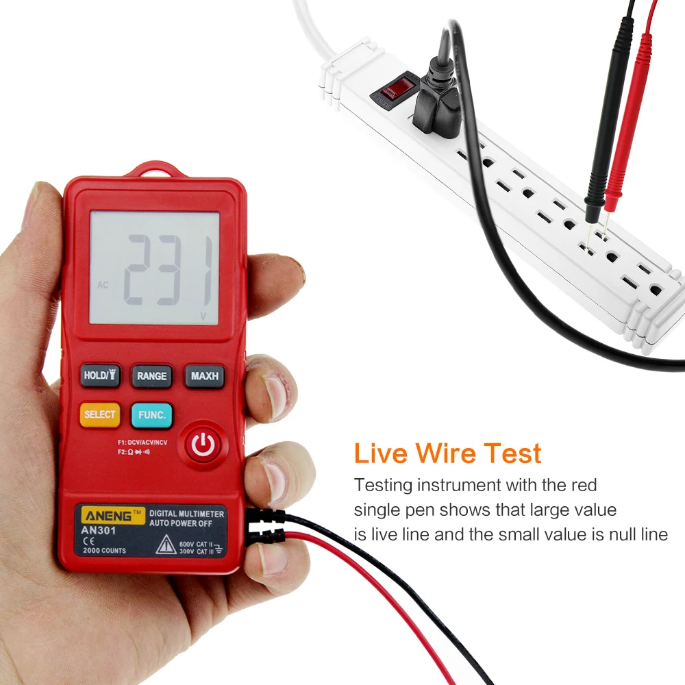 Multi-function AN301 Mini Digital Multimeter 1999 Counts Portable AC DC Voltmeter Resistance Ammeter Meter Tester with LED Light