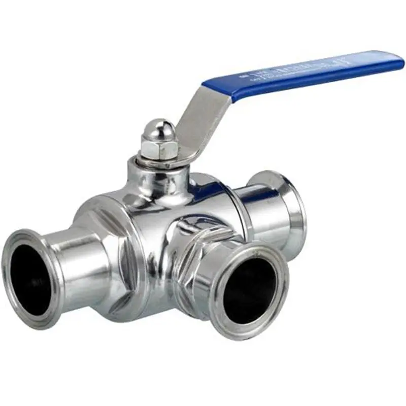 

1" 25mm Stainless Steel 304 Sanitary 3 Way T port Ball Valve Tri Clamp Ferrule OD 50.5mm