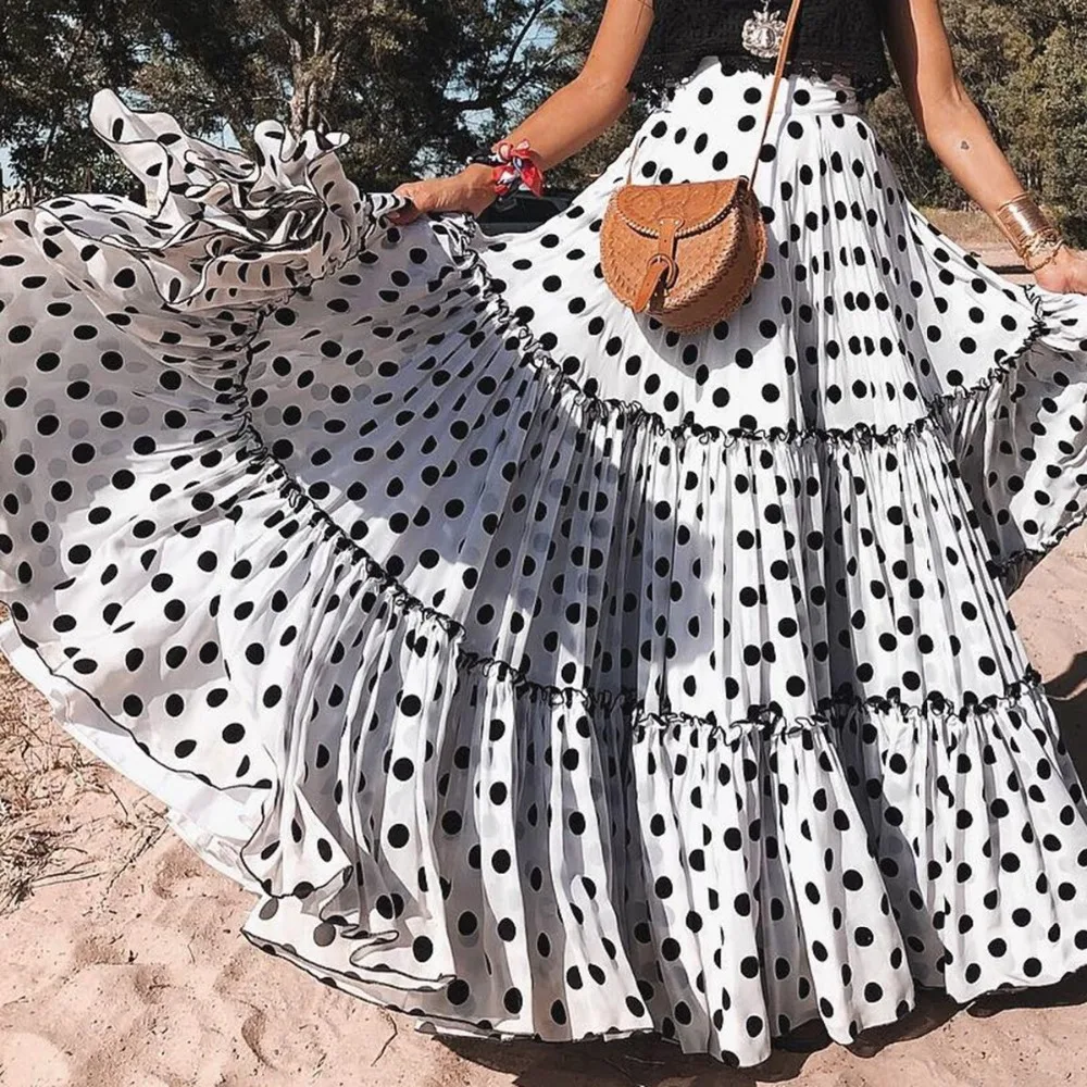 polka dot layered skirt
