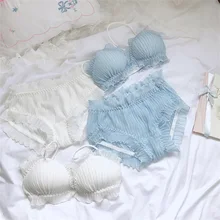 Сексуальный японский стиль Лолита Фея Прозрачный Ультра-тонкое бикини набор молодых девушек без ободков бюстгальтер комплект нижнего белья бюстгальтер с оборками и трусики