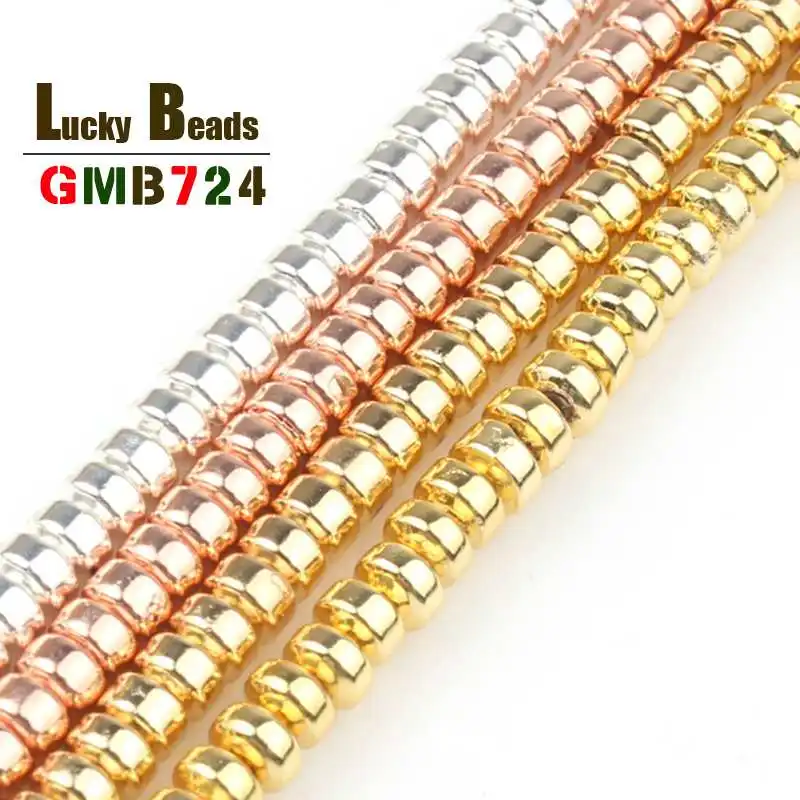 

3*2mm Natural Round Hematite Rondelle Beads Loose Spacer Beads For Jewelry Making DIY Bracelet Necklace Charms Accessories 15''