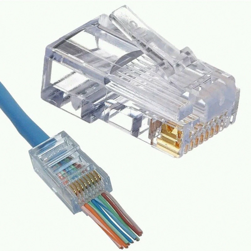 Джек RJ45 CAT 5e Коннекторы для сетевого кабеля 8P8C UTP неэкранированный переходник категории 5 кат.5е Сетевой разъем с металлической защёлкой для