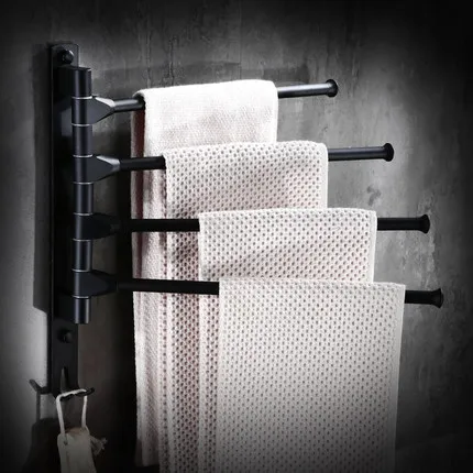 

Towel Racks 2-5 Tiers Bars Black Stainless Steel Towel Holder Bath Rack Active Rails Pants Hanger Bathroom Accessories Sj30