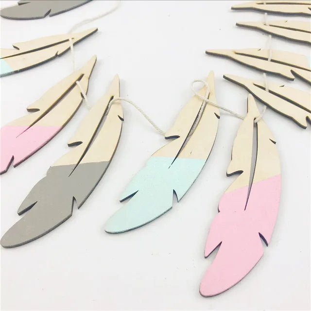 Nordic Baby Room Nursery Wall Decor Wooden Feather Garlands Nordic Baby Room Nursery Wall Decor Wooden Feather Garlands Christmas Boy Ornament Photography