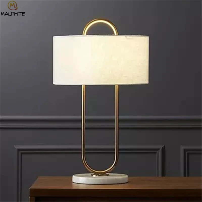 الحديثة الرخام الجدول مصباح Abajurs غرفة المعيشة ديكور المنزل مصابيح الجدول النسيج منضدة غرفة نوم مصباح الإنارة مصباح الطاولة