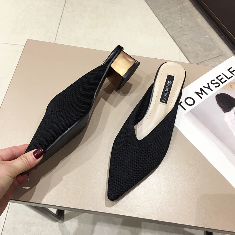 Wellwalk/женские туфли без задника на квадратном каблуке 3 см; однотонные; с острым носком; женские модельные тапочки; домашние женские туфли-лодочки