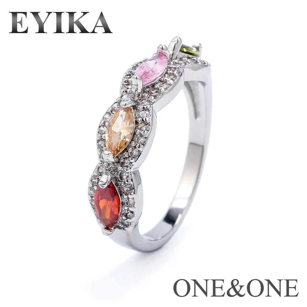 

EYIKA Hot cocktail party Ring came with 4pcs Oval AAA Cubic zirconia Ring Two Colors Women CZ Jewelry Free Shipping