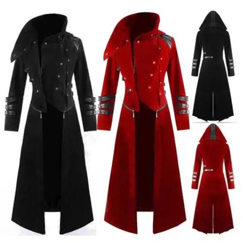 Мужские Винтажные готические стимпанк тренчи вампир вечерние фрак длинная куртка пальто много размера плюс S-5XL