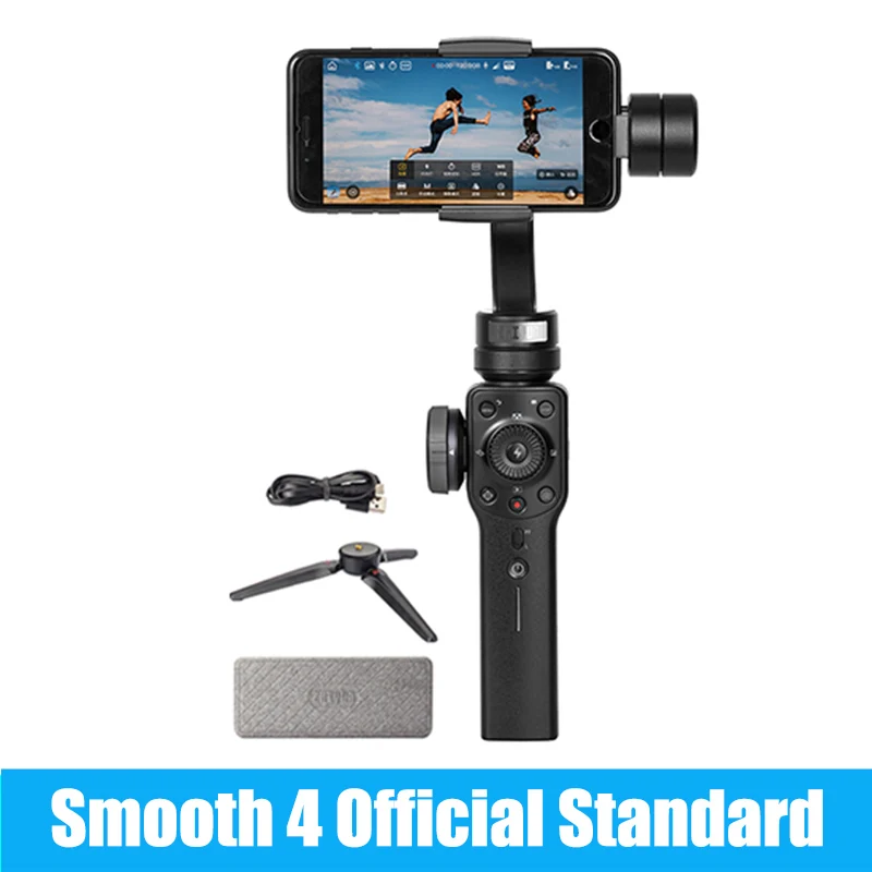 Zhiyun ZHIYUN Smooth 4 3-осевой портативный монопод с шарнирным замком автофокусом стабилизатор для iPhone X Gopro Hero sjcam cam xiaomi PK гладкая Q - Цвет: smooth 4