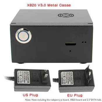 

Raspberry Pi X820 DC 5V 4A Power Adapter/Supply+ X820 V3.0 Storage Board Metal Case kit for Raspberry Pi 3 Model B+(plus)/3B