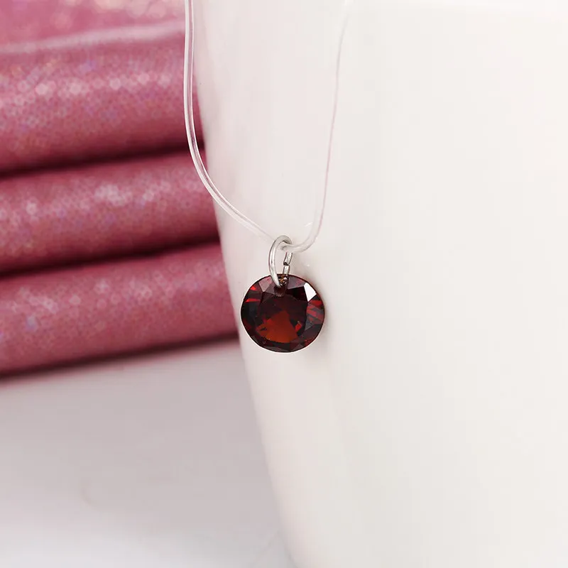 Простой сверкающий Циркон ожерелье и невидимая прозрачная леска простое ожерелье с подвеской ювелирные изделия