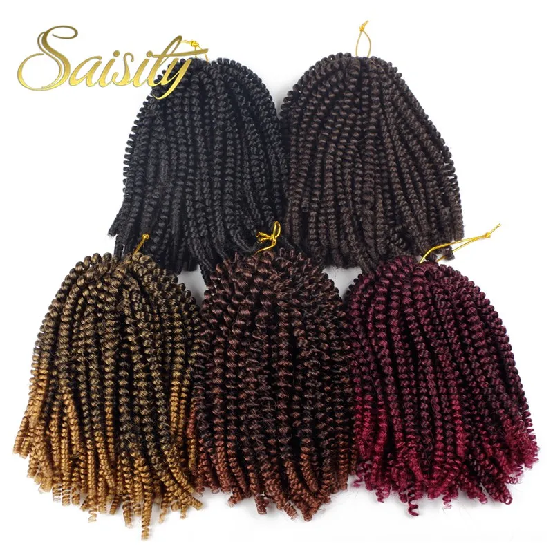 Saisity 8inch 60strands Nubian Twist Crochet Braids Ombre Synthetic Braiding Bomb Twist Hair Extension For Fluffy Twist