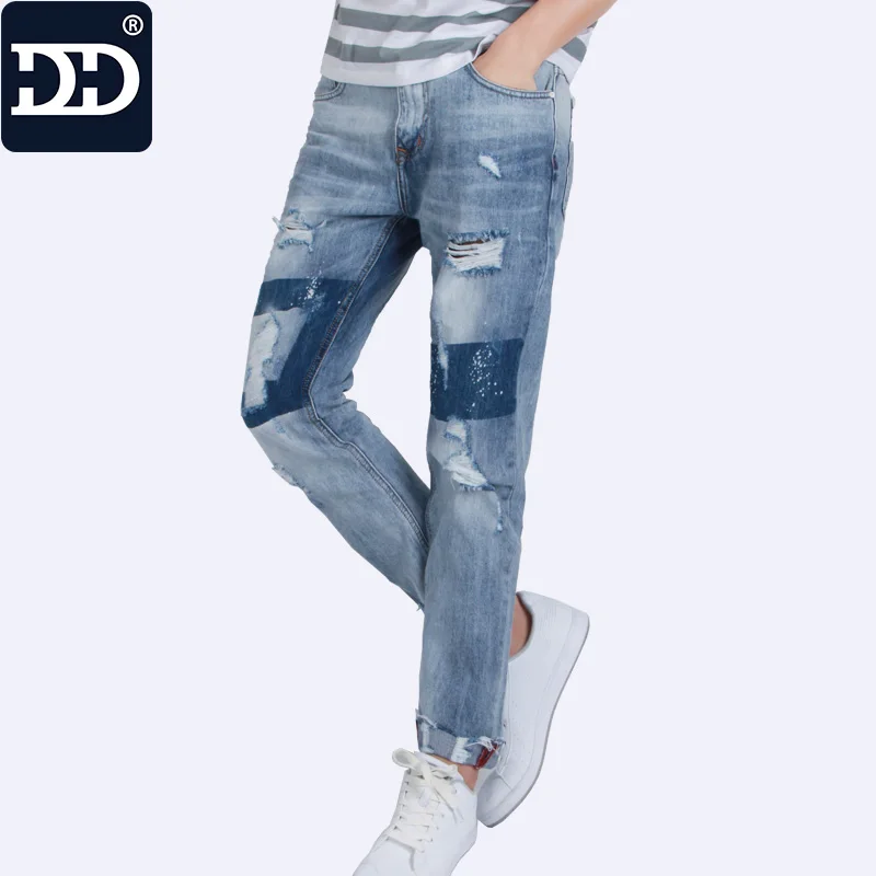 

2017 New Spring Summer Break The Hole Nine Pants Men's Wear Jeans Casual Thin Men's Pants For Summer