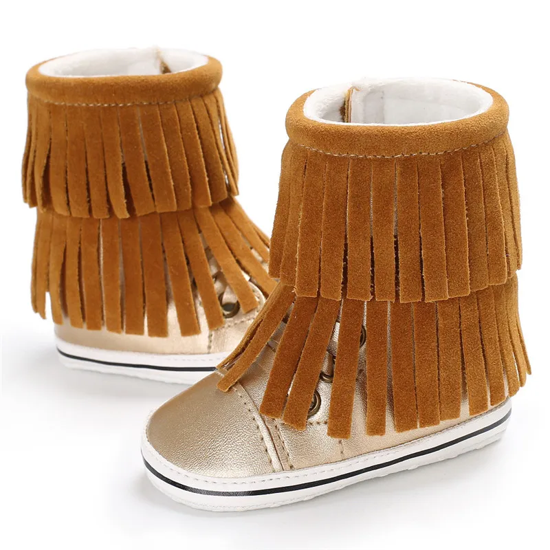 Детская обувь Tipsietoes детские зимние ботинки с кисточками на мягкой подошве мягкий детский пинетки для младенцев кожаные зимние ботинки для маленьких мальчиков и девочек
