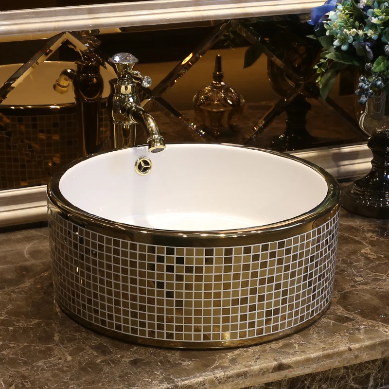 Silver color Porcelain ceramic sinks for bathroom wash hand basin black color chinese counter top wash basin (3)