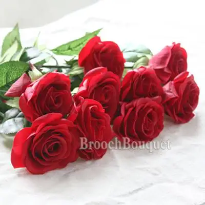 10 шт. 11 шт./лот шелковые искусственные цветы розы настоящие на ощупь розы цветы для нового года дома Свадебные украшения для вечеринки подарок на день рождения - Цвет: A Red 1