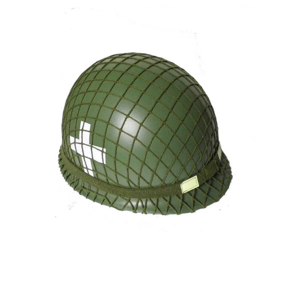 

WW2 WWII US MILITARY ARMY MEDIC M-1 HELMET GREEN STEEL PARATROOPER FULL SET - World military Store